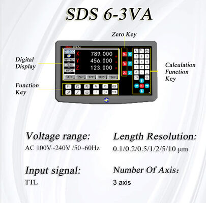 SINO SDS6-3VA เครื่องแสดงภาพดิจิตอล Meter Set Grating Ruler OEM มี IP64 ป้องกันสําหรับเครื่องบด / เครื่อง lathes RS-232 ซีเรียล